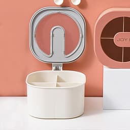 image-Four-compartment transparent flip-top visual condiment bottle with 4 spoons seasoning jar set compartmentalized seasoning box