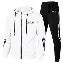 image-Cross-border new casual sports two-piece men's sweater suit hoodie printing men's sweater spot printing