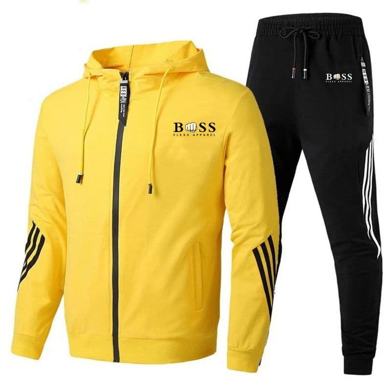image-Cross-border new casual sports two-piece men's sweater suit hoodie printing men's sweater spot printing