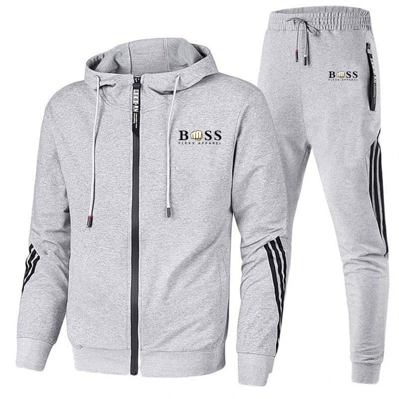 image-Cross-border new casual sports two-piece men's sweater suit hoodie printing men's sweater spot printing