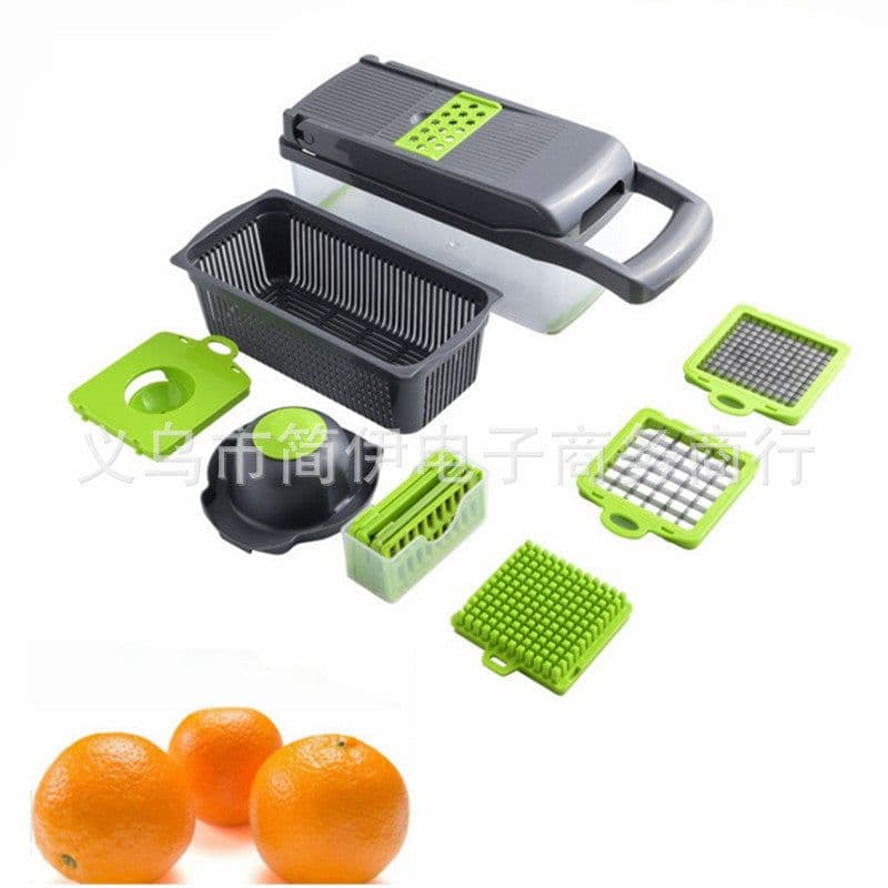 image-Amazon's new 14-piece set of multi-function vegetable cutter household vegetable cutter artifact cutting potato shreds dicing slicer