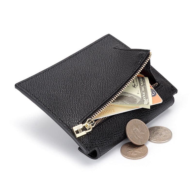 image-Leather wallet card bag all-in-one bag women's short leather palm pattern simple coin purse 2022 new small wallet