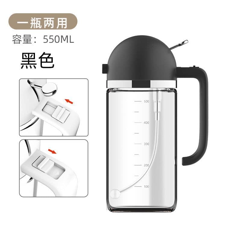 image-Amazon hot selling dual-use oil pot household kitchen tools pouring oiler spray bottle barbecue seasoning bottle pouring spray bottle