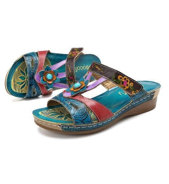 image-new European and American trade sandals large size slippers ethnic style flower sandals