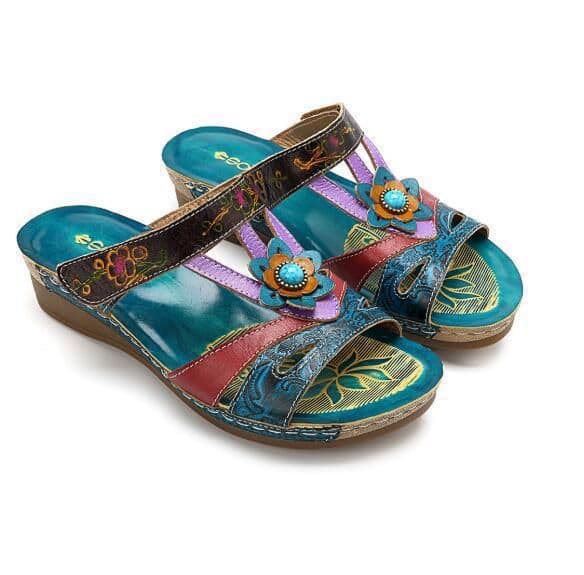 image-new European and American trade sandals large size slippers ethnic style flower sandals