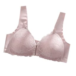 image-Foreign trade no steel ring bra adjustment type large size lace front buckle gather close breasts thin bra underwear ladies