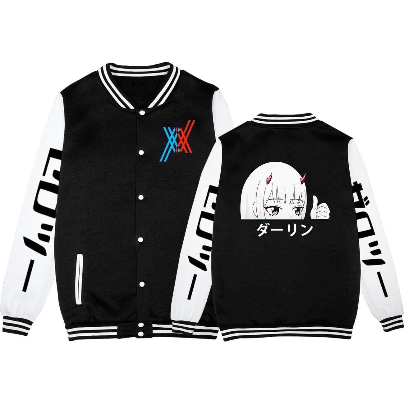 image-Europe and the United States loose baseball uniform Japanese DARLING in the FRANXX printed fleece baseball uniform jacket