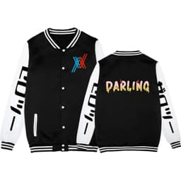 image-Europe and the United States loose baseball uniform Japanese DARLING in the FRANXX printed fleece baseball uniform jacket