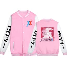 image-Europe and the United States loose baseball uniform Japanese DARLING in the FRANXX printed fleece baseball uniform jacket