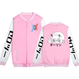image-Europe and the United States loose baseball uniform Japanese DARLING in the FRANXX printed fleece baseball uniform jacket