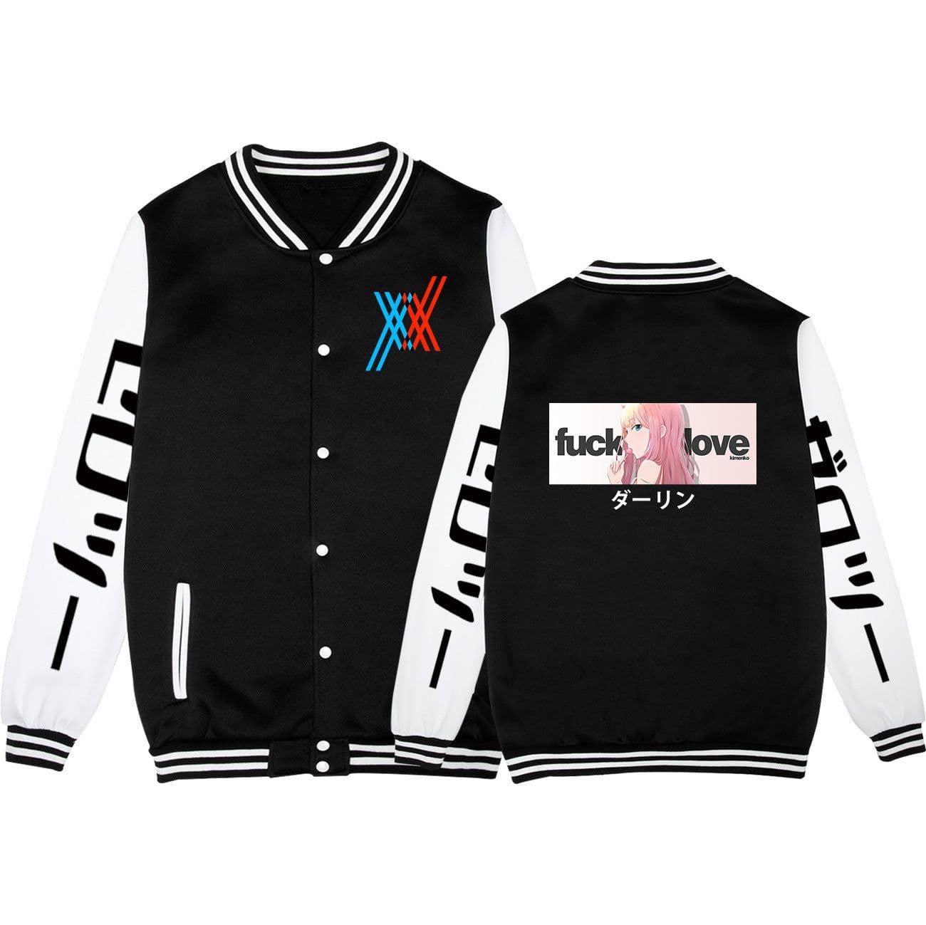 image-Europe and the United States loose baseball uniform Japanese DARLING in the FRANXX printed fleece baseball uniform jacket