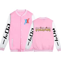 image-Europe and the United States loose baseball uniform Japanese DARLING in the FRANXX printed fleece baseball uniform jacket