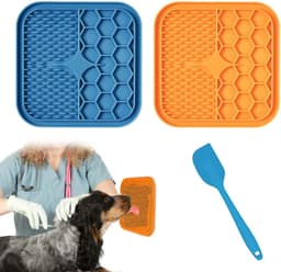 image-Pet licking pad Amazon silicone pet food utensils Sucker licking pad slow-feeding pad anti-choking slow-food bowl dog licking pad