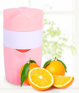 image-Mini Manual Citrus Juicer Cup Orange Pink Portable Squeezer 9.5x11x17cm