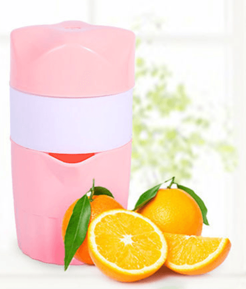 image-Mini Manual Citrus Juicer Cup Orange Pink Portable Squeezer 9.5x11x17cm