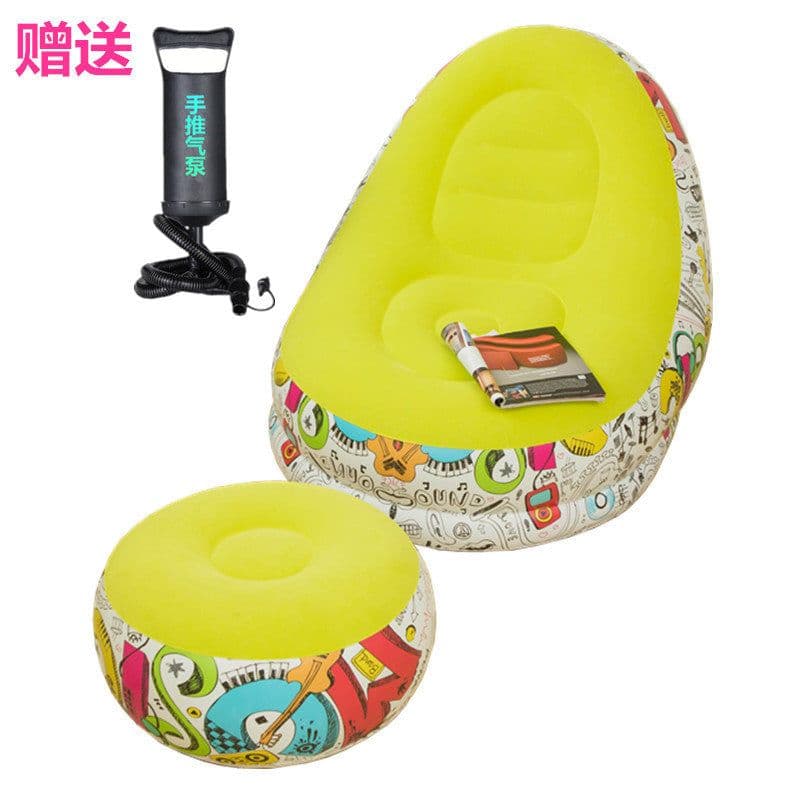 image-New thickened inflatable lazy sofa with footrest leisure sofa recliner portable storage air chair one piece