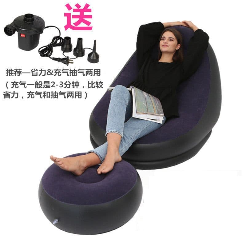 image-New thickened inflatable lazy sofa with footrest leisure sofa recliner portable storage air chair one piece