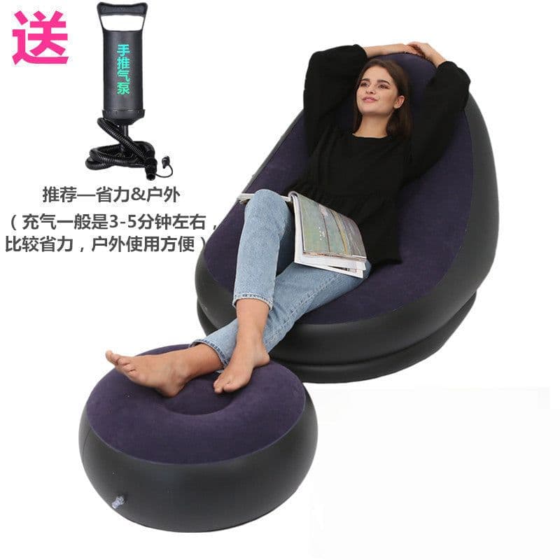 image-New thickened inflatable lazy sofa with footrest leisure sofa recliner portable storage air chair one piece