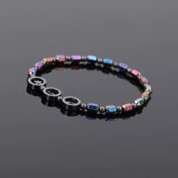 image-European and American fashion trends AB color black gallstone hollow star anklet simple creative hand beaded elastic anklet