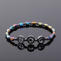 image-European and American fashion trends AB color black gallstone hollow star anklet simple creative hand beaded elastic anklet