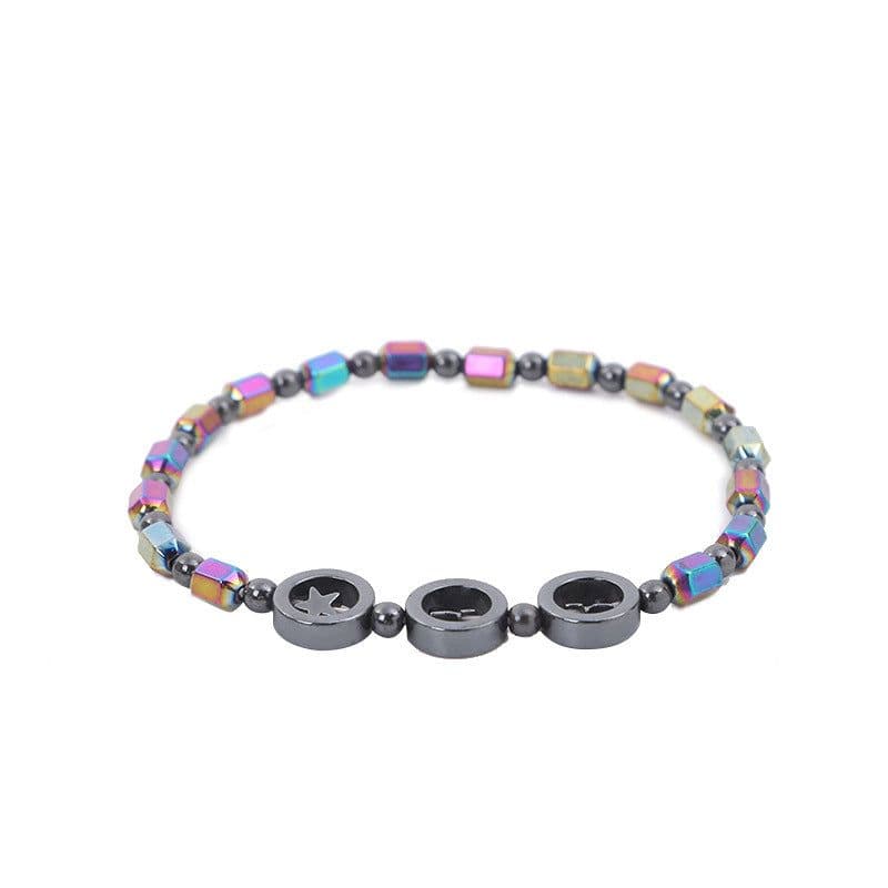 image-European and American fashion trends AB color black gallstone hollow star anklet simple creative hand beaded elastic anklet