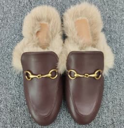 image-Fur slippers women's outer wear autumn and winter Muller shoes 2020 new net red lazy shoes flat bottom rabbit fur Baotou half slippers