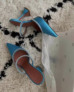 image-Cross-border European and American style point-toe half-slip women's shoes with fashion thin straps, rhinestones, satin, wine glass, heels, Baotou slippers