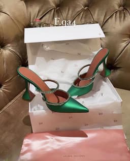 image-Cross-border European and American style point-toe half-slip women's shoes with fashion thin straps, rhinestones, satin, wine glass, heels, Baotou slippers