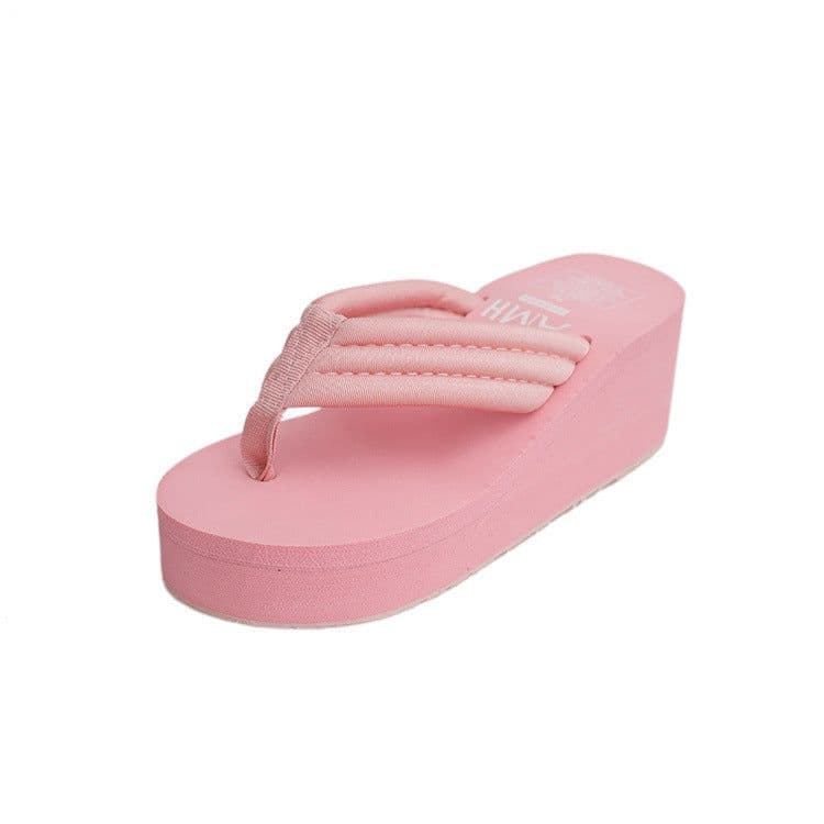 image-2018 summer sandals and slippers ladies sequined flip-flops women's thick bottom wedge heel non-slip beach shoes platform shoes Korean version