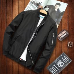 image-Summer non-hooded fit casual brown youth spot zipper foreign trade side seam pocket ordinary jacket