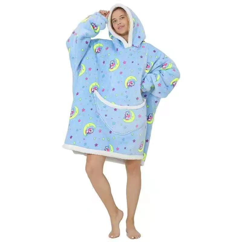 image-Lazy clothes flannel composite lamb velvet pullover sweater TV TV blanket hooded lazy outdoor warm pajamas