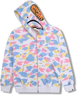 image-3D printing cross-border European and American new trendy brand shark head camouflage printing men and women couples all-match wholesale zipper to the end