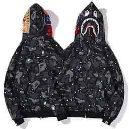 image-3D printing cross-border European and American new trendy brand shark head camouflage printing men and women couples all-match wholesale zipper to the end