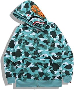 image-3D printing cross-border European and American new trendy brand shark head camouflage printing men and women couples all-match wholesale zipper to the end