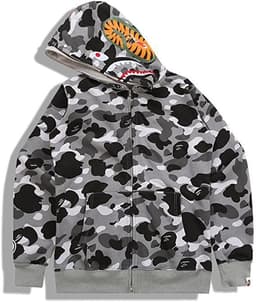 image-3D printing cross-border European and American new trendy brand shark head camouflage printing men and women couples all-match wholesale zipper to the end