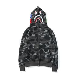 image-3D printing cross-border European and American new trendy brand shark head camouflage printing men and women couples all-match wholesale zipper to the end