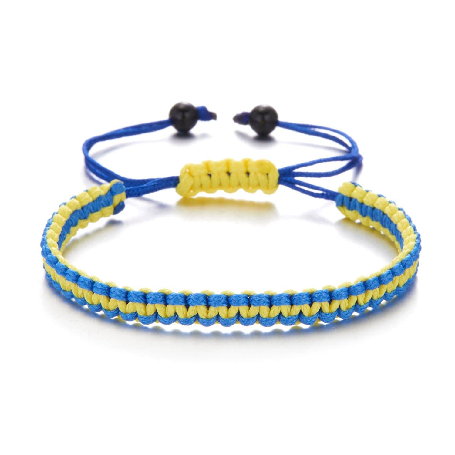 image-Cross-border Hot Selling Creative Colorblock Ukrainian Bracelet Ukrainian Yellow Blue Bracelet Handwoven Adjustable Bracelet