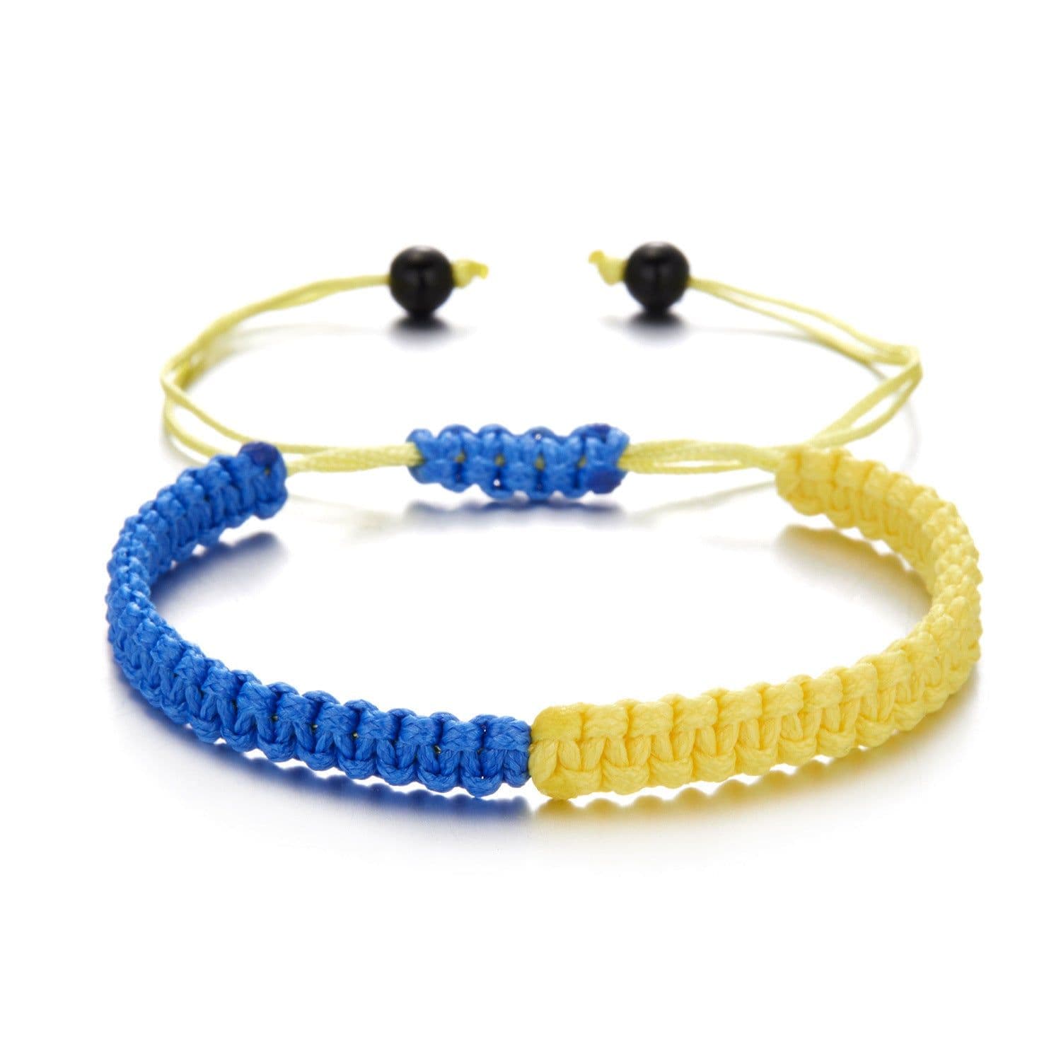 image-Cross-border Hot Selling Creative Colorblock Ukrainian Bracelet Ukrainian Yellow Blue Bracelet Handwoven Adjustable Bracelet