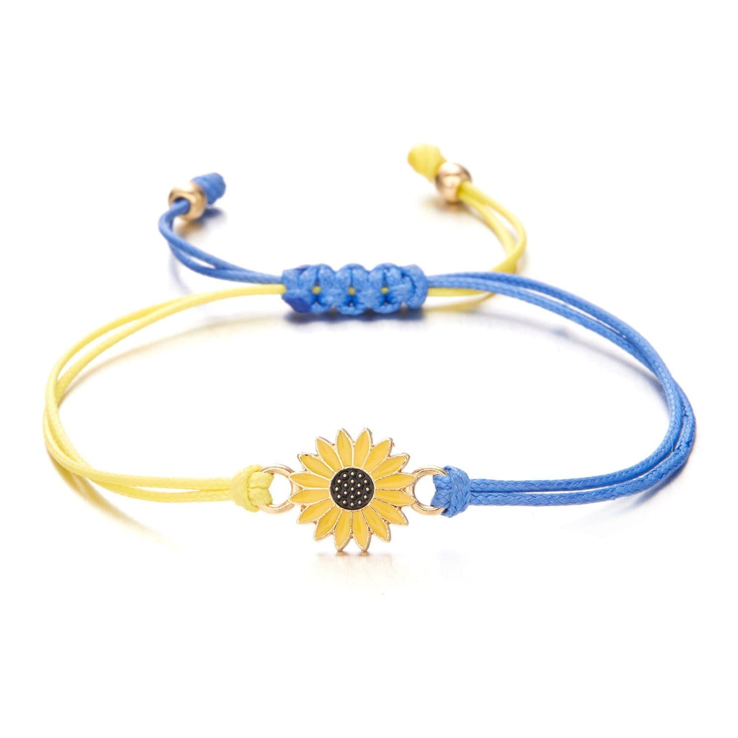 image-Cross-border Hot Selling Creative Colorblock Ukrainian Bracelet Ukrainian Yellow Blue Bracelet Handwoven Adjustable Bracelet