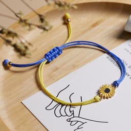 image-Cross-border Hot Selling Creative Colorblock Ukrainian Bracelet Ukrainian Yellow Blue Bracelet Handwoven Adjustable Bracelet