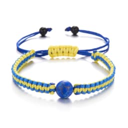 image-Cross-border Hot Selling Creative Colorblock Ukrainian Bracelet Ukrainian Yellow Blue Bracelet Handwoven Adjustable Bracelet