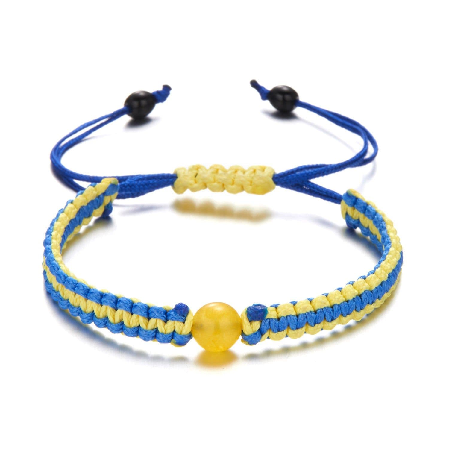 image-Cross-border Hot Selling Creative Colorblock Ukrainian Bracelet Ukrainian Yellow Blue Bracelet Handwoven Adjustable Bracelet
