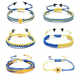 image-Cross-border Hot Selling Creative Colorblock Ukrainian Bracelet Ukrainian Yellow Blue Bracelet Handwoven Adjustable Bracelet