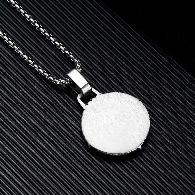 image-Stainless steel compass retro necklace pendant European and American retro titanium steel punk pendant men's pendant wholesale