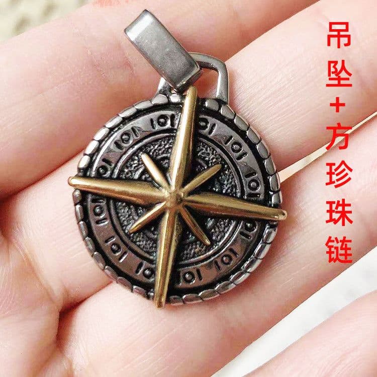 image-Stainless steel compass retro necklace pendant European and American retro titanium steel punk pendant men's pendant wholesale