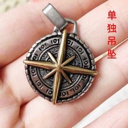 image-Stainless steel compass retro necklace pendant European and American retro titanium steel punk pendant men's pendant wholesale