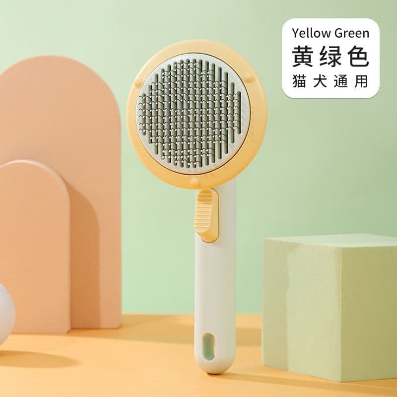 image-Pumpkin Comb Pet Self-Cleaning Comb Dog Cat Stainless Steel Needle Comb Cleaning Brush Pet Daily Supplies
