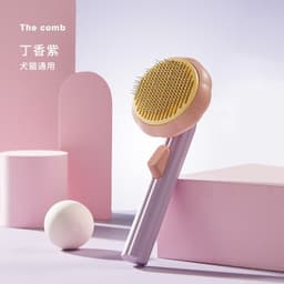 image-Pumpkin Comb Pet Self-Cleaning Comb Dog Cat Stainless Steel Needle Comb Cleaning Brush Pet Daily Supplies