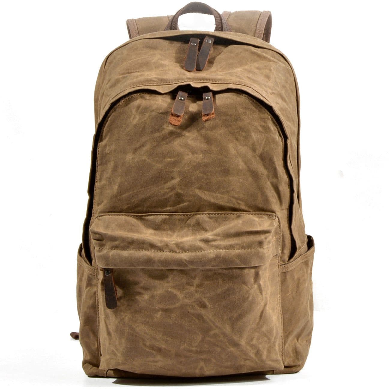 image-Muchuan cloth bag ladies oil wax canvas bag retro outdoor backpack large capacity backpack men's mountaineering school bag