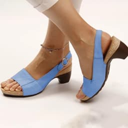 image-summer new women's shoes Europe and America Amazon solid color thick heel buckle ladies sandals 35-43 large size shoes women